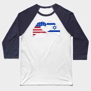 We Heart USA & Israel Patriot Flag Series Baseball T-Shirt